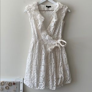 Double zero ruffle eyelid lace cotton dress v-neck